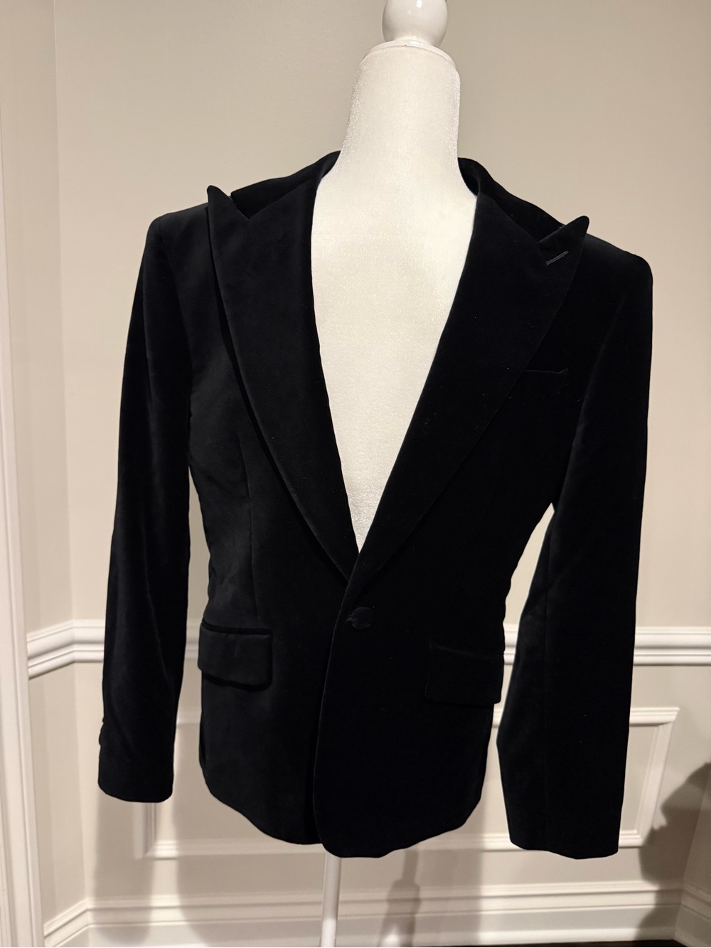 Express Black Velvet Single-Button Tux Blazer